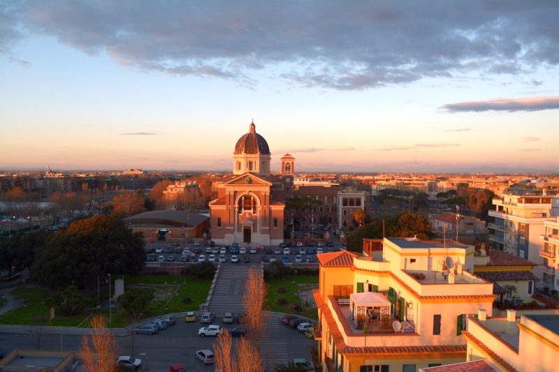 Ostia dall'alto al tramonto